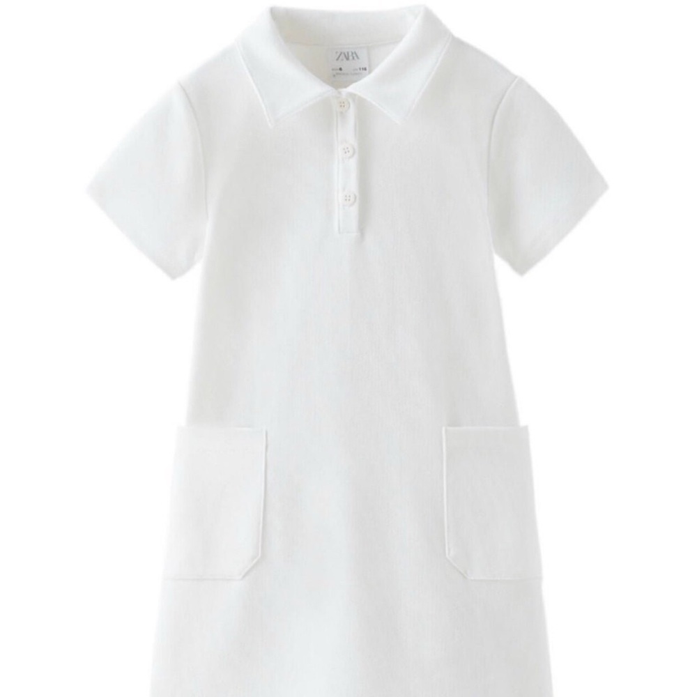 Zara girls white polo collar short sleeve tennis unforim dress size 13 14 years